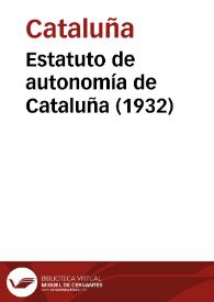 Portada:Estatuto de autonomía de Cataluña (1932)
