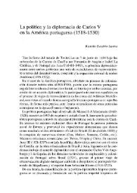 Portada:La política y la diplomacia de Carlos V en la América portuguesa (1518-1530) / Ricardo Evaristo Santos
