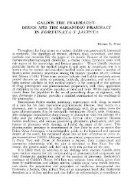 Portada:Galdós the pharmacist: drugs and the Samaniego pharmacy in "Fortunata y Jacinta" / Thomas R. Franz