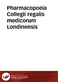 Portada:Pharmacopoeia Collegii regalis medicorum Londinensis