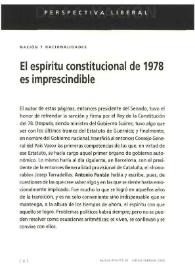 Portada:El espíritu constitucional de 1978 es imprescindible / Antonio Fontán