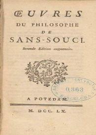 Portada:Oeuvres du philosophe de Sans-Souci / [Frederic P. R. de Prusse]