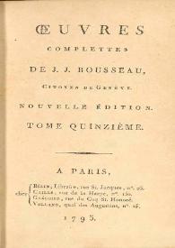Portada:Oeuvres complettes. Volume 15 / de J. J. Rousseau