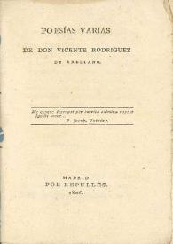Portada:Poesías varias de Don Vicente Rodríguez de Arellano