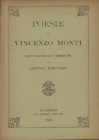 Portada:Poesie  / di Vincenzo Monti ; scelte illustrate e commentate da Alfonso Bertoldi