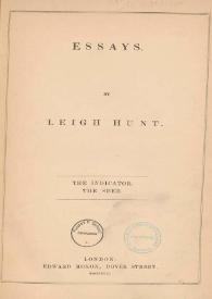 Portada:Essays / by Leigh Hunt