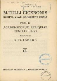 Portada:Academicorum reliquiae cum Lucullo / recognovit O. Plasberg