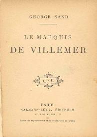 Portada:Le marquis de Villemer / George Sand