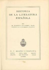 Portada:Historia de la literatura española / por M. Romera-Navarro