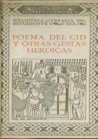 Portada:Poema del Cid y otras gestas heroicas / selección, notas y mapas por Jimena Menéndez Pidal ; dibujos de F. Marco