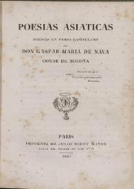Portada:Poesías asiáticas / puestas en verso castellano por D. Gaspar María de Nava, Conde De Noroña