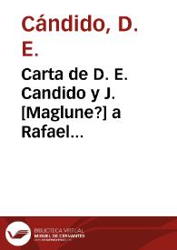 Portada:Carta de D. E. Cándido y J. [Maglune?] a Rafael Altamira. Rosario (Buenos Aires), 21 de julio de 1909