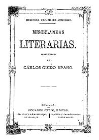 Portada:Misceláneas literarias / traducciones de Carlos Guido Spano