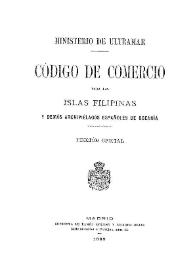 Portada:Código de Comercio para las Islas Filipinas y demás archipiélagos españoles de Oceanía / Filipinas (Capitanía General)