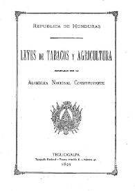 Portada:Leyes de Tabacos y Agricultura Decretadas por la Asamblea Nacional del Constituyente