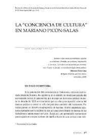 Portada:La "conciencia de cultura" en Mariano Picón-Salas / Luis Ricardo Dávila