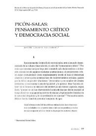 Portada:Picón-Salas: pensamiento crítico y democracia social / Javier Lasarte
