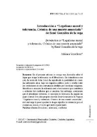 Portada:Introducción a "Legalismo moral y tolerancia. Crónica de una muerte anunciada" de René González de la Vega / Adriana Vercellone