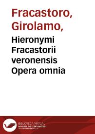 Portada:Hieronymi Fracastorii veronensis Opera omnia