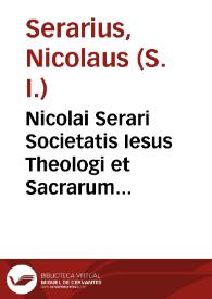 Portada:Nicolai Serari Societatis Iesus Theologi et Sacrarum Literarum in Moguntina... commentariorum in Librum Iosue. Tomus Posterior