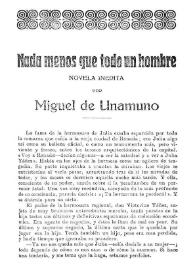 Portada:Nada menos que todo un hombre: novela inédita / por Miguel de Unamuno