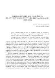 Portada:Elitismo cultural y político. El entorno del Instituto pestalozziano (1805-1808) / Rafael Fernández Sirvent