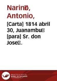 Portada:[Carta] 1814 abril 30, Juanambú [para] Sr. don José Leyva [recurso electrónico] / Nariño