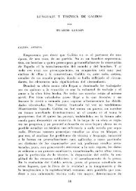 Portada:Lenguaje y técnica de Galdós / por Ricardo Gullón