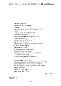 Portada:"Qué es un coro de tardes y de auroras" / Luis Suñén