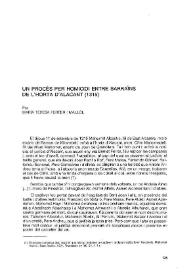 Portada:Un procés per homicidi entre sarraïns de l'horta d'Alacant (1315) / Maria Teresa Ferrer i Mallol