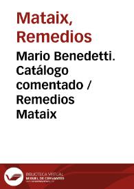 Portada:Mario Benedetti. Catálogo comentado / Remedios Mataix 