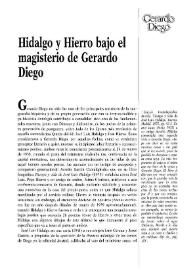 Portada:Hidalgo y Hierro, bajo el magisterio de Gerardo Diego / Francisco Ruiz Soriano
