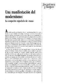 Portada:Una manifestación del modernismo: la acepción española de "raza" / José Luis Abellán
