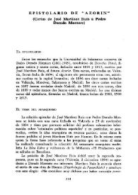Portada:Epistolario de \"Azorín\" (Cartas de José Martínez Ruiz a Pedro Dorado Montero) / Luis S. Granjel