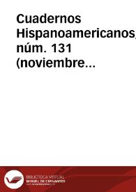 Portada:Cuadernos Hispanoamericanos, núm. 131 (noviembre 1960). Sección bibliográfica