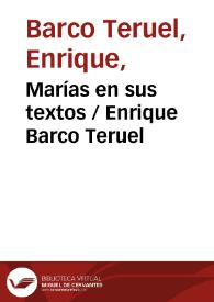 Portada:Marías en sus textos / Enrique Barco Teruel