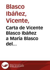 Portada:Carta de Vicente Blasco Ibáñez a María Blasco del Cacho. Valencia, 11 de septiembre de 1887 [Transcripción]