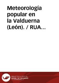 Portada:Meteorología popular en la Valduerna (León). / RUA ALLER, Francisco Javier