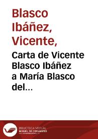 Portada:Carta de Vicente Blasco Ibáñez a María Blasco del Cacho. Madrid, 12 de febrero de 1889

