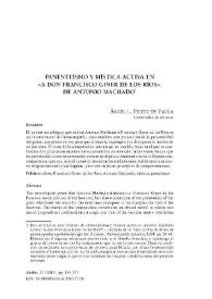 Portada:Panenteísmo y mística activa en \"A don Francisco Giner de los Ríos\", de Antonio Machado / Ángel L. Prieto de Paula