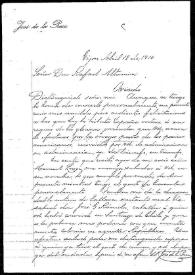 Portada:Carta de José de la Presa a Rafael Altamira. Gijón, 18 de abril de 1910 