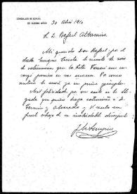Portada:Carta de J. M. Sempere a Rafael Altamira. Buenos Aires, 30 de abril de 1910
