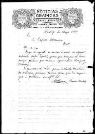 Portada:Carta de M. Ramos Ochotorena a Rafael Altamira. Santiago, 20 de mayo de 1910