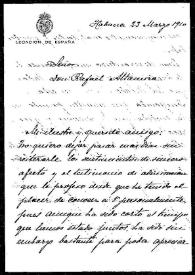 Portada:Carta de Pablo Solera a Rafael Altamira. Habana, 23 de mayo de 1910