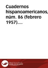 Portada:Cuadernos hispanoamericanos, núm. 86 (febrero 1957). Brújula de actualidad. Nuestro tiempo