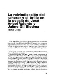 Portada:La reivindicación del "ahora" en la poesía de José Ángel Valente / Ioana Gruia