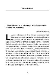 Portada:La transición de la dictadura a la democracia. El caso de Rumanía / Barbu Stefanescu