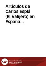 Portada:Artículos de Carlos Esplá en \"España : órgano de la Junta Española de Liberación\". Sección \"Valija indiscreta\". México D. F. 1944-1945