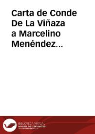 Portada:Carta de Conde De La Viñaza a Marcelino Menéndez Pelayo. Zaragoza, 25 marzo 1886