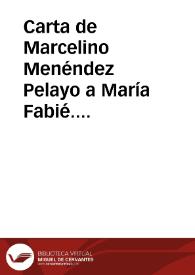 Portada:Carta de Marcelino Menéndez Pelayo a María Fabié. Madrid, 27 febrero 1901